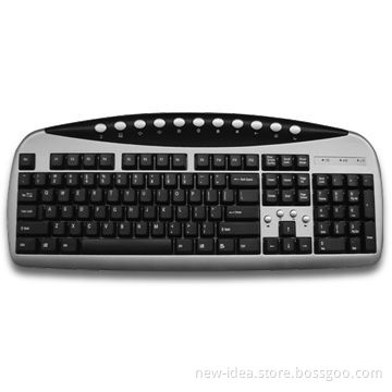 Wired Multimedia Keyboard, Available in Black and Silver with Simple Design, Waterproof